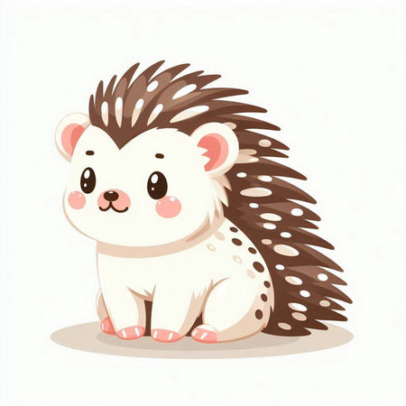 Cute cartoon hedgehog on a white background. Vector illustration.のイラスト素材