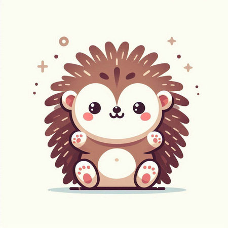 Cute cartoon hedgehog on white background. Vector illustration for your designのイラスト素材