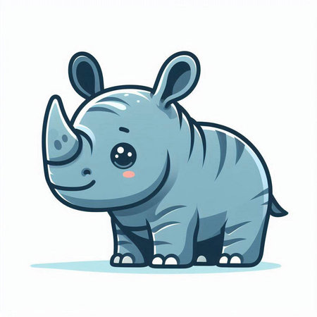 Cute cartoon rhinoceros isolated on white background. Vector illustration.のイラスト素材