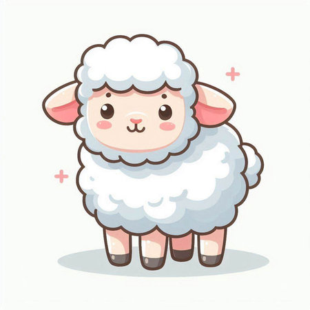 Cute cartoon sheep isolated on a white background. Vector illustration.のイラスト素材