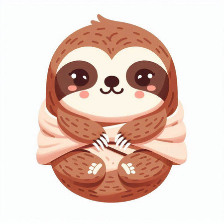 Cute cartoon sloth in a warm scarf. Vector illustration.のイラスト素材