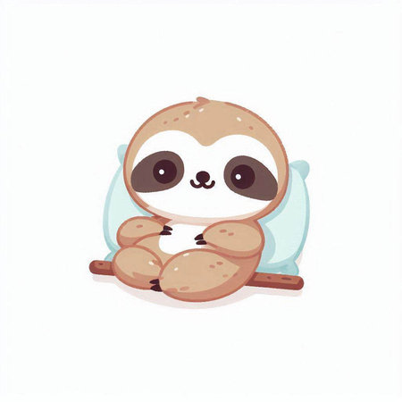Cute cartoon sloth sitting on a swing. Vector illustration.のイラスト素材