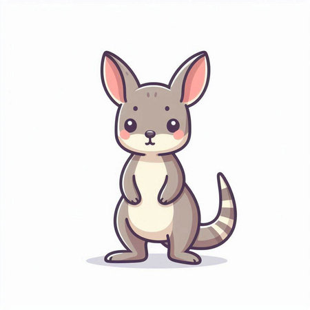 Cute kangaroo cartoon vector illustration. Cute kangaroo character.のイラスト素材