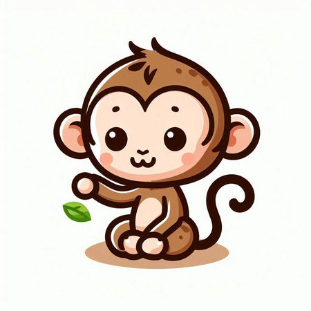 Cute monkey sitting on white background. Vector cartoon character illustration.のイラスト素材