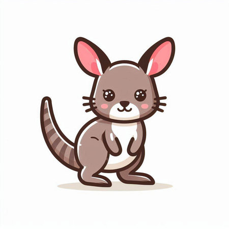 Cute kangaroo isolated on white background. Vector illustration.のイラスト素材