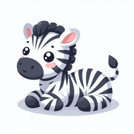 Cute cartoon zebra. Vector illustration isolated on white background.のイラスト素材