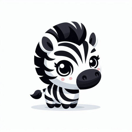 cute cartoon zebra isolated on white background. Vector illustration.のイラスト素材