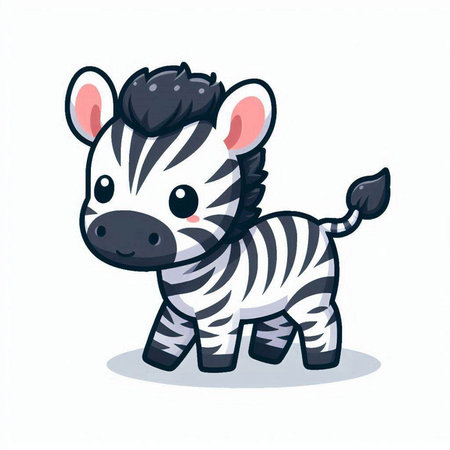 Cute baby zebra isolated on white background. Vector illustration.のイラスト素材