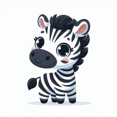 Cute cartoon zebra. Vector illustration isolated on white background.のイラスト素材