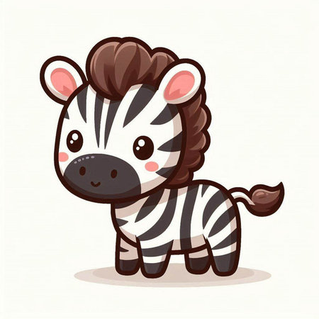 Cute cartoon zebra. Vector illustration isolated on white background.のイラスト素材