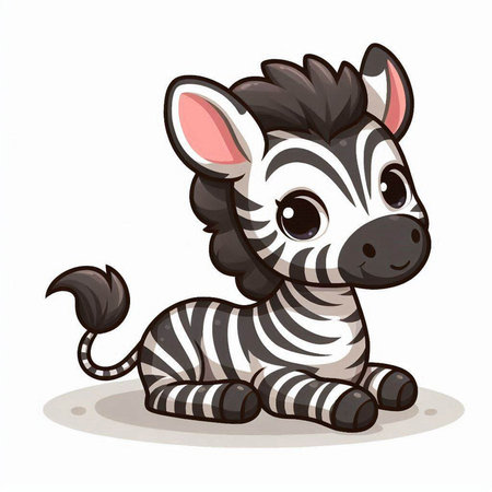 Cute baby zebra isolated on white background. Vector illustration.のイラスト素材