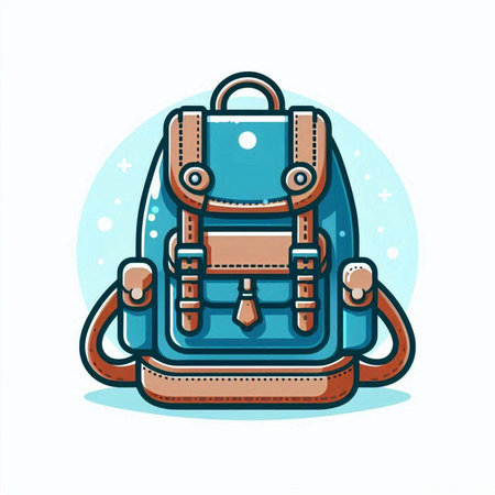 Stylized vector illustration of a backpack in a flat style.のイラスト素材