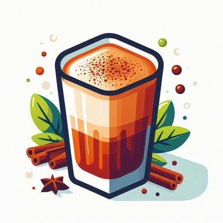 Coffee cup with cinnamon and anise. Vector illustration.のイラスト素材