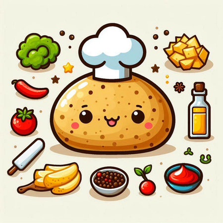 Vector illustration of cute cartoon kawaii hamburger icon set.のイラスト素材