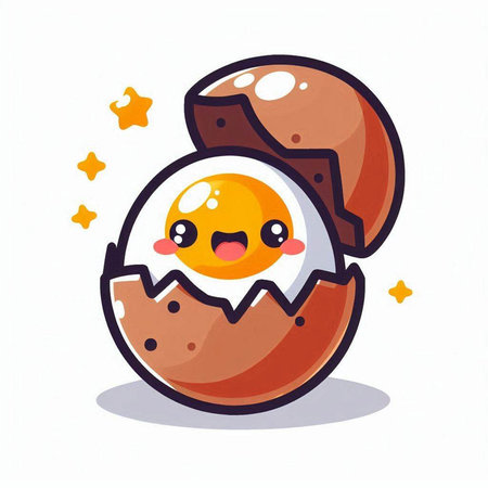 Cute cartoon egg character. Vector illustration isolated on white background.のイラスト素材