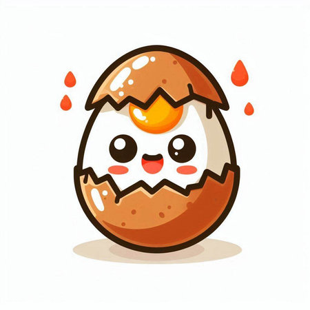 Cute happy easter egg character. Vector illustration isolated on white background.のイラスト素材