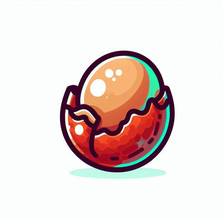 Illustration of a broken egg on a white background. Vector illustrationのイラスト素材