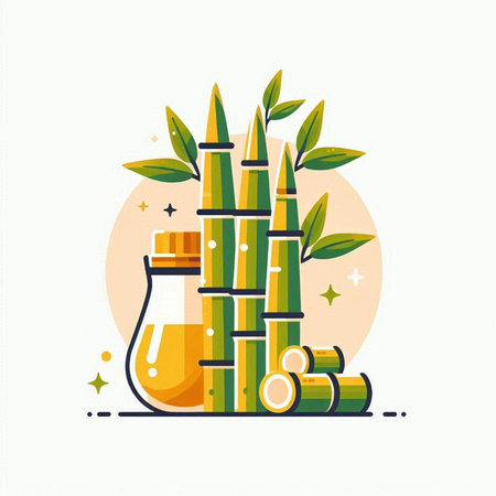 Bamboo and essential oil. Vector illustration in a flat style.のイラスト素材