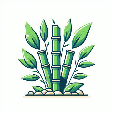 Bamboo plant vector illustration isolated on white background. Bamboo plant icon.のイラスト素材