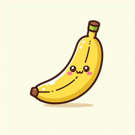Cute banana character isolated on white background. Vector cartoon illustration.のイラスト素材