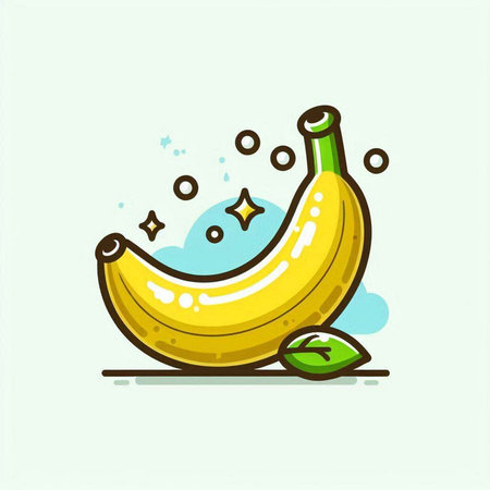 Vector illustration of a banana on a light background. Doodle style.のイラスト素材