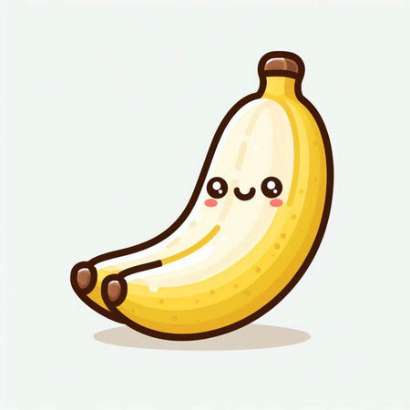 Cute banana character isolated on white background. Vector flat cartoon illustrationのイラスト素材