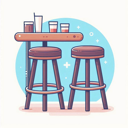 Bar stool and bar stool in flat style. Vector illustration of bar stool and bar stool.のイラスト素材