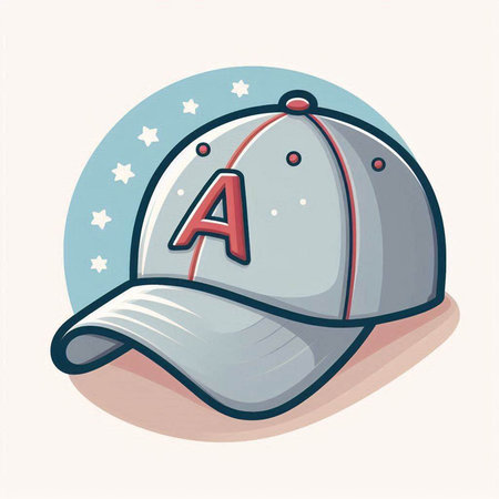 Baseball cap with letter A in the circle. Vector illustration.のイラスト素材