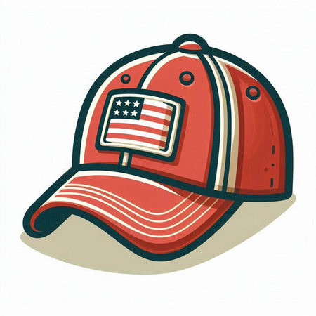 Baseball cap with American flag isolated on white background. Vector illustration.のイラスト素材