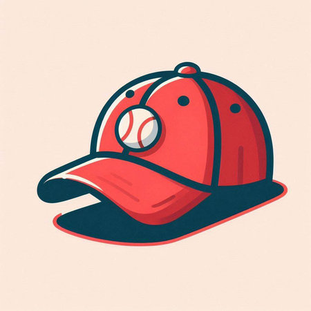 Baseball cap. Vector illustration of a baseball cap with a ball.のイラスト素材