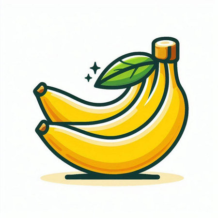 Banana fruit icon. Vector illustration isolated on white background. Cartoon style.のイラスト素材