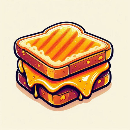 Sandwich with butter and honey. Vector illustration of a sandwich.のイラスト素材