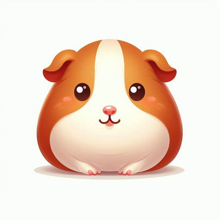 Cute guinea pig on a white background. Vector illustration.のイラスト素材