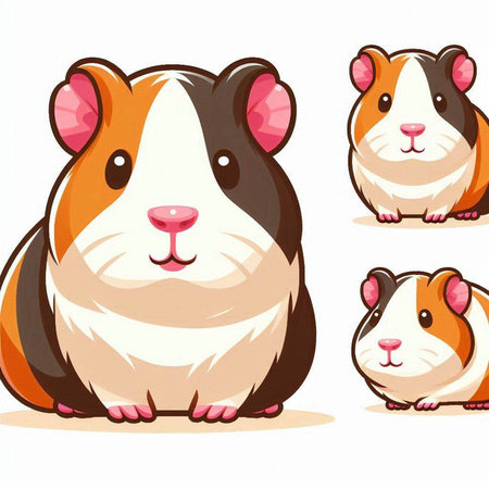 Illustration of a Cute Guinea Pig set on a white backgroundのイラスト素材