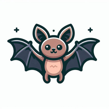 Cute cartoon bat. Vector illustration. Isolated on white background.のイラスト素材