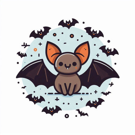 Cute cartoon bat. Vector illustration isolated on a white background.のイラスト素材