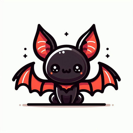 Cute cartoon vampire bat. Vector illustration isolated on white background.のイラスト素材
