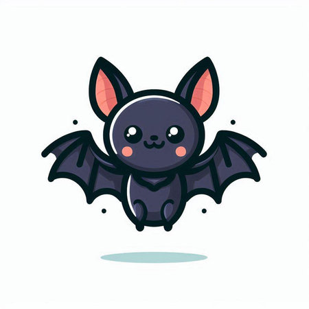 Cute cartoon bat icon. Vector illustration isolated on white background.のイラスト素材