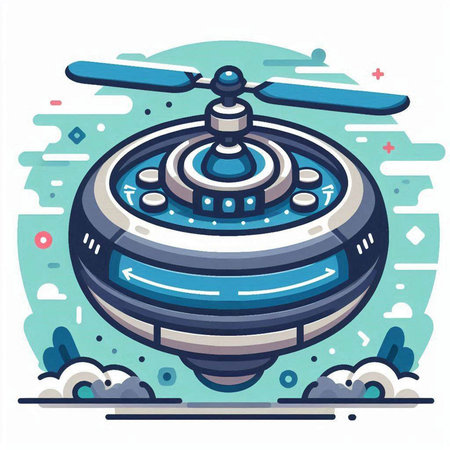 Vector cartoon illustration of spaceship. Isolated on a white background.のイラスト素材