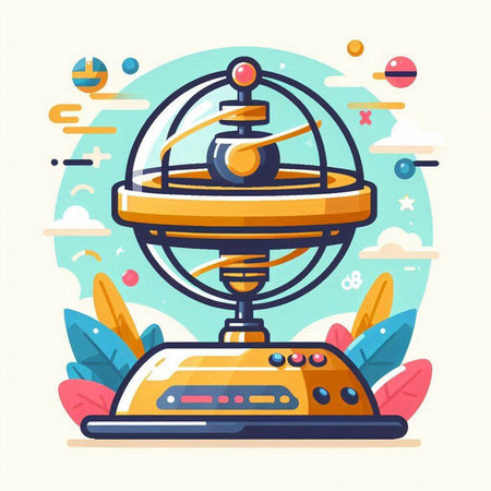 Retro game controller in flat style. Amusement park, amusement park. Vector illustrationのイラスト素材