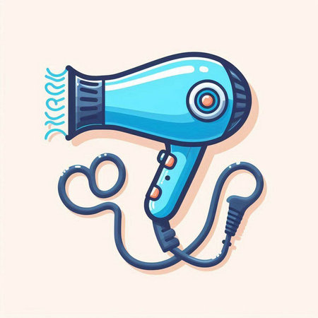 Hair dryer icon, vector illustration in flat cartoon style.のイラスト素材