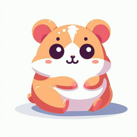 Cute cartoon hamster sitting on the floor. Vector illustration.のイラスト素材
