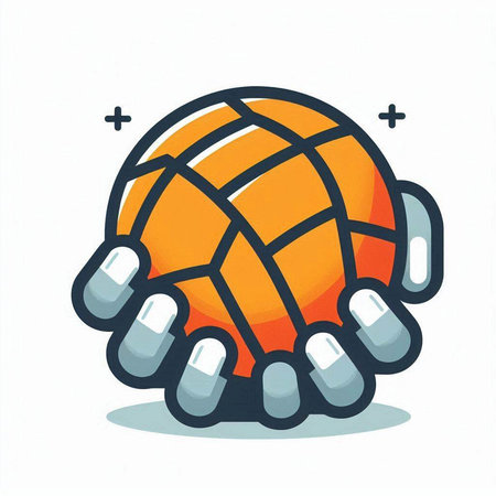 Volleyball ball icon in cartoon style on white background. Vector illustration.のイラスト素材
