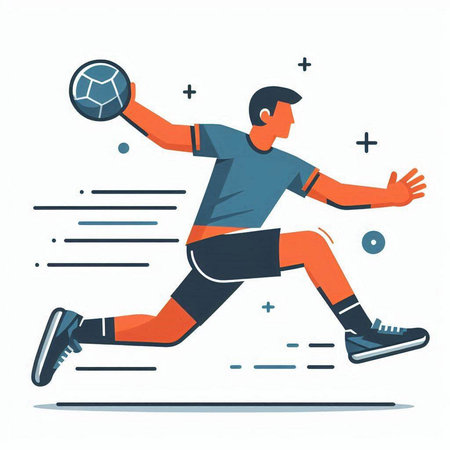 Soccer player kicking the ball. Vector illustration in flat style.のイラスト素材