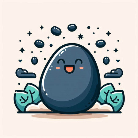 Cute happy smiling black stone. Vector flat cartoon character illustration icon designのイラスト素材