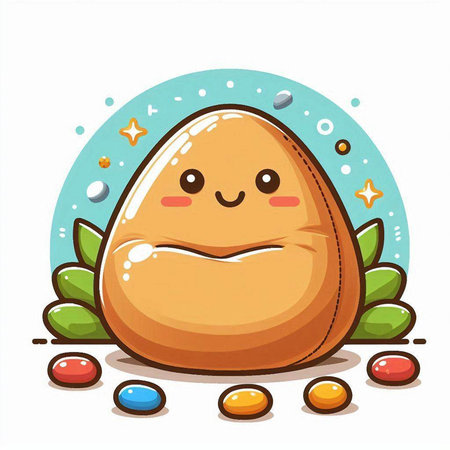 Illustration of a Cute Smiling Easter Egg with Colorful Eggsのイラスト素材