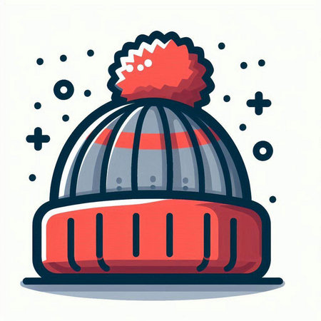 Vector illustration of a knitted hat with pompon on a white backgroundのイラスト素材