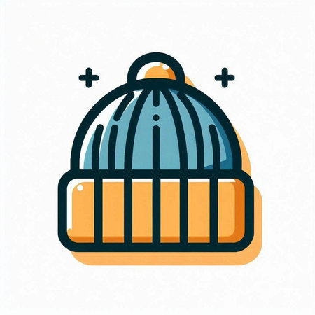 Winter hat icon. Winter accessory. Vector illustration in flat style.のイラスト素材