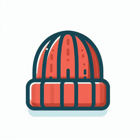 Winter hat icon. Vector illustration in flat style. Isolated on white background.のイラスト素材