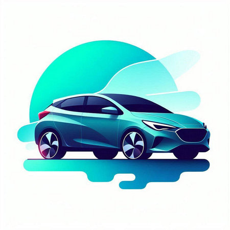Modern car on the background of the blue sky. Vector illustration.のイラスト素材